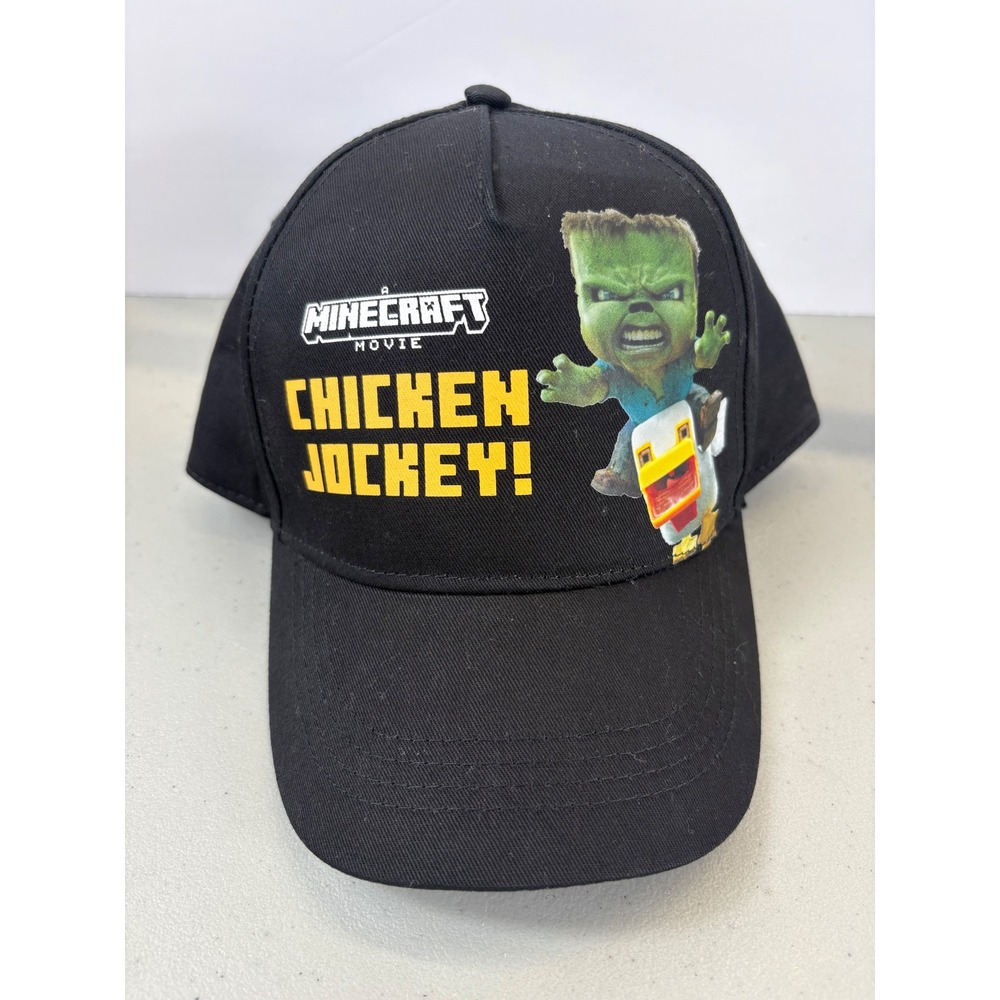 Minecraft Movie Chicken Jockey Youth Snapback Hat Black Adjustable Cap OSFM NWT